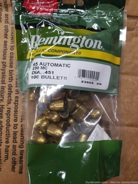 Remington 45 Automatic 230 MC .451 diameter (100 bullets/projectiles)