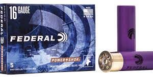 Federal 16 Gauge Power Shok Rifled Slug 4/5 oz. 5 rd boxes FREE SHIPPING(250 rd case)