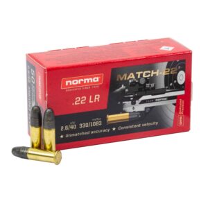 Norma Match-22 22 LR 40 grain Lead Round Nose 1083 FPS (50 rd box)