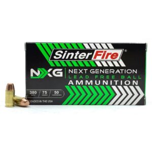 SinterFire .380 auto .380 acp. 75 grain NXG Lead Free Ball Standard Primer (50 rd box)