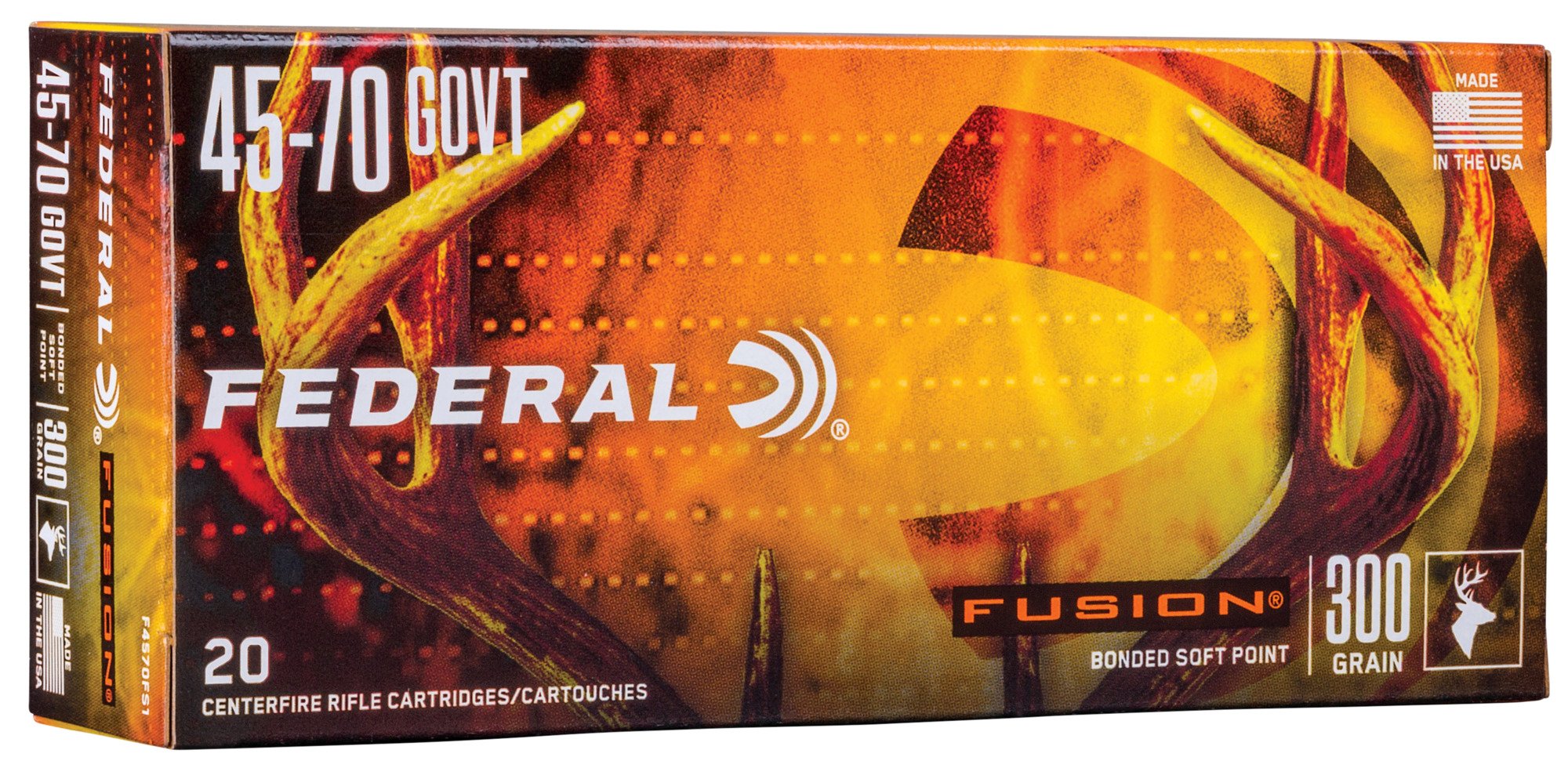 Federal Fusion 45-70 Govt. 300 grain Bonded Soft Point 1850 FPS (20 rd box)