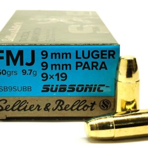 Sellier and Bellot 9mm Luger 150 grain SUBSONIC (50 rd box)