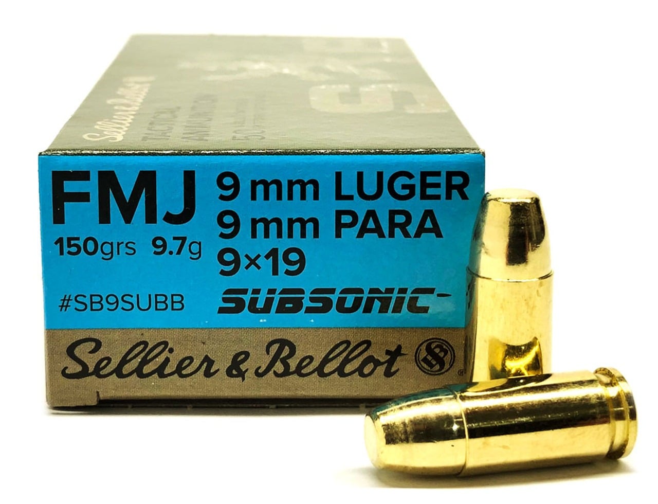 Sellier and Bellot 9mm Luger 150 grain SUBSONIC (50 rd box)