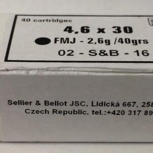 Sellier and Bellot 4.6x30 HK 40 grain FMJ (40 rd box)