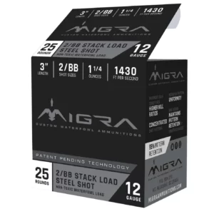 Migra Ammunitions 12 gauge 3 inch #2/BB 1 1/4 oz. Steel Shot 1430 FPS 25 rd box FREE SHIPPING (250 rd case)