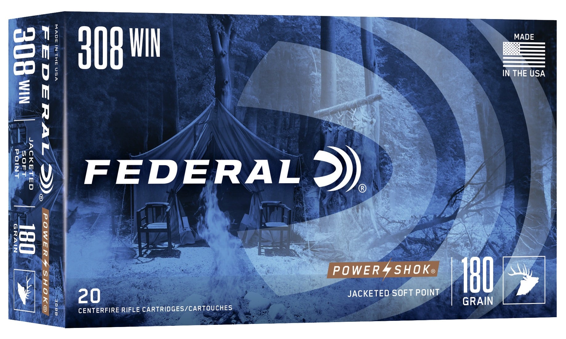 Federal 308 Win 180 grain Power-Shok Soft Point 2570 FPS (20 rd box)