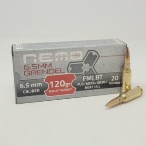 Nemo/PPU 6.5 Grendel 120 grain FMJ Full Metal Jacket BT Boat Tail (20 rd box)