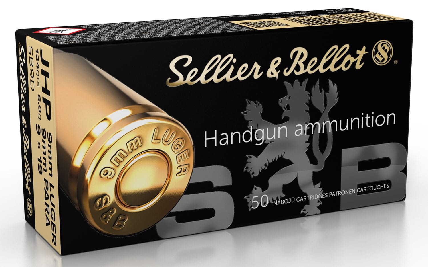 Sellier and Bellot S&B 9mm 124 grain JHP Jacketed Hollow Point 50 rd box FREE SHIPPING (1000 rd case)