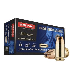 Norma Safeguard .380 auto Jacketed Hollow Point 1024 FPS (50 rd box)